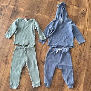 Bundle of 2 toddler boy waffle sets, size 24 months